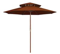 CLSDRZC Double Decker Parasol with Wooden Pole Garden Umbrella Sun Shelter