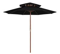 CLSDRZC Double Decker Parasol with Wooden Pole Garden Umbrella Sun Shelter