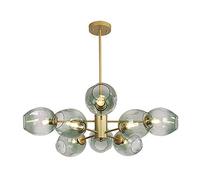 CLSDRZC E27 Ceiling Light,Handblown Glass Sphere During Lighting,Sputnik Nordic Chandelier,Mid-century Branch Chandelier-Green lampshade 8 head