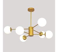 CLSDRZC E27 Nordic Globe Sputnik Chandelier,Brushed Brass Mid Century Molecule During Lighting Industrial Branch Ceiling Light Fixture With Glass Shade-Shakin 6