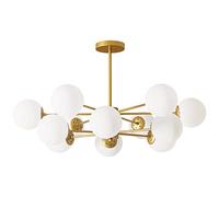 CLSDRZC E27 Nordic Globe Sputnik Chandelier,Brushed Brass Mid Century Molecule During Lighting Industrial Branch Ceiling Light Fixture With Glass Shade-Shakin 12