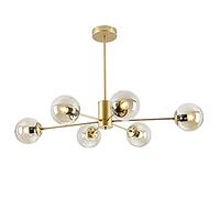 CLSDRZC E27 Nordic Magic Bean Molecular Chandelier,Hanging Lamp For Bedroom Living Dining Room Kitchen Lighting, During Glass Shade Ceiling Light Fixture,Gold Iron,Sputni-Gold and glass 6t