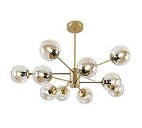 CLSDRZC E27 Nordic Magic Bean Molecular Chandelier,Hanging Lamp For Bedroom Living Dining Room Kitchen Lighting, During Glass Shade Ceiling Light Fixture,Gold Iron,Sputni-Gold and glass 10t
