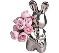 CLSDRZC Fenteer Rabbit Statue Vase Collection Art Crafts Desktop Sculpture Bunny Ornament for Living Room Anniversary Cafe Indoor Centerpiece, Beige(Beige)