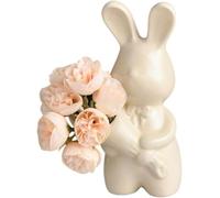 CLSDRZC Fenteer Rabbit Statue Vase Collection Art Crafts Desktop Sculpture Bunny Ornament for Living Room Anniversary Cafe Indoor Centerpiece, Beige(Beige)