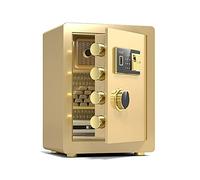 CLSDRZC Fingerprint Code Lock Home Small 25cm/30cm/45cm,Fireproof And Anti-theft Cash Drawer,for Business Hotel Offices,Steel (Gold,30x35x30cm)