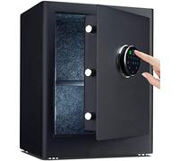 CLSDRZC Fireproof Waterproof Cabinet s Deluxe Small Home security with Biometric Fingerprint Lock,Electronic Digital code, Cash, Jewelry, Hand, Ammo, Valuables (Black-0