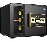 CLSDRZC Fireproof Waterproof Home Small Value Yellow Digital Keypad Volume Wall or Floor Mounted High Density Alloy Steel Double Alarm Black for Home Office Cash Use