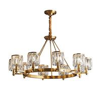 CLSDRZC For Villa Dining,E14 American Country Atmosphere All Copper Crystal Chandelier,Postmodern Light Luxury Living Room Lamp-Copper and crystal 10