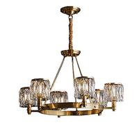 CLSDRZC For Villa Dining,E14 American Country Atmosphere All Copper Crystal Chandelier,Postmodern Light Luxury Living Room Lamp-Copper and crystal 6