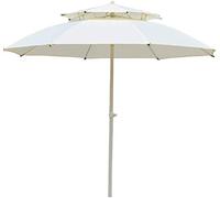 CLSDRZC Garden Double Top Market Umbrellas with Crank Lift, Easy Adjustment, Outdoor Parasols for Backyard, Poolside, Lawn and Garden，White