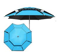 CLSDRZC Garden Parasol,Portable Beach Umbrella Outdoor Sunshade Double Layer Fishing Parasol Umbrellas with Carry Bag, Wind Proof Plug/Floor Plug, Telescoping Pole, 360° Rotation, for Park Patio Shade