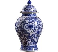 CLSDRZC Ginger Jar Blue and White Ceramic Vase Chinese Style Home Living Room Porcelain Storage Jar