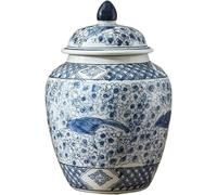 CLSDRZC Ginger Jar Blue and White Porcelain Ceramic Vase Living Room Decoration Chinese Style(Large)