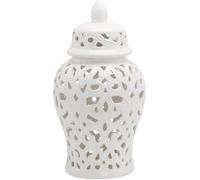 CLSDRZC Ginger Jar Ceramic Handicraft Flower Vase With Lid Pierced With Lid(Silver,Medium)