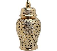 CLSDRZC Ginger Jar Ceramic Handicraft Flower Vase With Lid Pierced With Lid(Silver,Medium)