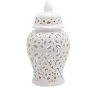 CLSDRZC Ginger Jar Ceramic Handicraft Flower Vase With Lid Pierced With Lid(Silver,Medium)