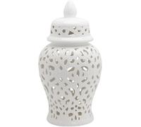 CLSDRZC Ginger Jar Ceramic Handicraft Flower Vase With Lid Pierced With Lid(Silver,Medium)