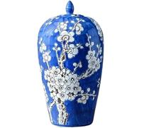 CLSDRZC Ginger Jar Ceramic Vase Chinese Style Living Room Decoration Blue and White Porcelain Flower Vase(Large)