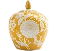 CLSDRZC Ginger Jar Chinese Style Porcelain Jar Tea Storage For Home Decor Decorative Centerpiece Vintage Accent Antique Vase(Yellowb)