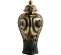 CLSDRZC Ginger Jar Ginger Jars For Home Decor Ceramic Vase Gold And Black Decorative Jars Temple Jar(Large)
