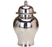CLSDRZC Ginger Jar Gold Vases for Decor Decorative Vase with Lid Suitable for Home Office Table Living Room Bookshelf(Silver,Medium)