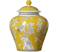CLSDRZC Ginger Jar Hand-Painted Yellow Storage Jar Ceramic Vase Chinese Style(Small)