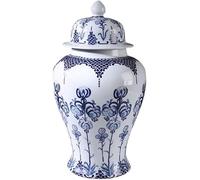 CLSDRZC Ginger Jar with Lids Blue and White Vase Decorative Jars Chinoiserie Ceramic Vase(Silver,Large)