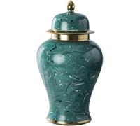CLSDRZC Ginger Jars Ceramic Vases for Home Decor Green Gold Decorative Ginger Jar Vase Green Vase(Small)