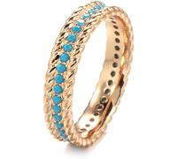 CLSDRZC Girl Products Rose Gold Full Circle Ring Luxury Stackable Turquoise Finger Ring For Women Fine Daily Vintage Jewelry Gifts