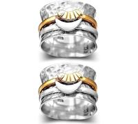 CLSDRZC Girl Products Sun and Moon Spinner Ring-''Thank You for Always Being My Side'',Silver Spinner Sun Moon Ring,Anxiety Relief Ring,Decompression Rotating Wide Ring for Women Gifts