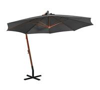 CLSDRZC Hanging Parasol with Pole Outdoor Sunshade Umbrella Solid Fir Wood