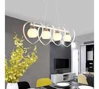 CLSDRZC Indoor Light Restaurant, Creative Personality Heart-Sd Dining Room Lights 3 Heads Bar Study Dining Table Lamps Illumination,White-4 Head