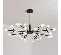 CLSDRZC Industrial Iron Ceiling Light Fixture Chandelier With And Globe Glass Shade Included For Bedroom Living Room,G4 Northern Europe Iron Art Chandelier,Sputnik Chandelier-Black. 30 head