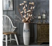 CLSDRZC Large Floor Ceramic Tall Vase, Flower Tall Vases for Office, Farmhouse,Living Room Décor, Flower Arrangement Vase,Beige,22x80cm(22x80cm)
