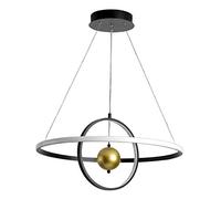 CLSDRZC LED During Light Ring Light,Adjustable Acrylic Ceiling Hanging Light For Dining Room Livingroom,Contemporary Dimmable Globe Chandelier Remote Control-Black and white 60x60cm