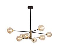 CLSDRZC Magic Bean Chandelier,Sputnik Mid Century Nordic Handblown Glass Matte Black & Brushed Brass Finishes Ceiling Lamp Molecular Lamp-Cognac 8 head