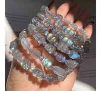 CLSDRZC Natural crystal rough Natural Grey Moonstone/Labradorite Carved Bead Bracelet for Men and Women Healing Power Stone Bracelet Reiki Yoga Jewelry Beautiful Labradorite