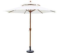 CLSDRZC Outdoor Parasols Base 9ft / 2.7m Garden Umbrella with Crank Handle, Sun Shade Waterproof Protection for Terrace, Balcony, Patio, Pool, Beach Sunscreen，White