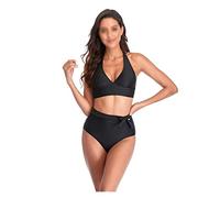 CLSDRZC Padded Push Up Bikini Set Swimsuit For Women Bow High Waist Solid Bandeau Female Bathing Suit Summer Biquini