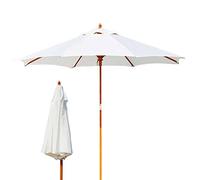 CLSDRZC Parasol Garden White Rainproof Patio Umbrella Parasols For Beach Seaside, Portable Outdoor Round Market Umbrellas With Pull Rope, 2.7 M/9 Feet