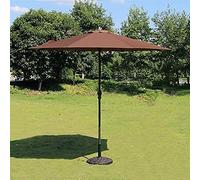 CLSDRZC Parasol Parasols Market Patio Outdoor Garden Lawn Table Sun Canopy Iron Pole Umbrella UV Protective 270cm*250cm, Without Base，Coffee Color