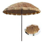 CLSDRZC Parasol with Tilting shallow, Multifunctional Garden Straw Skirt Umbrella, Tropical Hawaiian Umbrella, Natural Color Round, No Base Height 2.4 Meters Good
