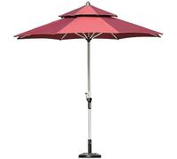CLSDRZC Patio Umbrella Sun Parasol Umbrella Garden Parasols 9Ft / 2.7M Aluminum Outdoor Garden Patio Umbrella with White Polyester Cover, Large Portable Market Table Umbrella, Not Included Base