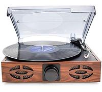 CLSDRZC Record Player Vinyl Turntable Retro Gramophone with 2 Built in Stereo Speaker 3-Speed 33/45/78 USB Headphone Jack/Aux Input/RCA-A. recorder