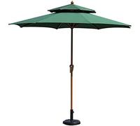 CLSDRZC Round Portable Parasol Suitable Outdoor Terrace Garden Market Table Double-top Windproof UV-Proof Umbrella with Push Button Tilt and Crank