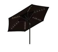 CLSDRZC Round With Bent Pole LED Courtyard Without Base Solar Light Umbrella Portable Market Dining Table Parasol For Beach Garden,Black 2.3.0M
