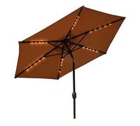 CLSDRZC Round With Bent Pole LED Courtyard Without Base Solar Light Umbrella Portable Market Dining Table Parasol For Beach Garden,Black 2.3.0M