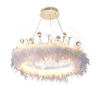 CLSDRZC 's Room Lamp,Feather Chandelier,Creative Living Room Bedroom Crystal Lamp,LED New Nordic Romantic Feather Lamp-White. 80cm