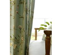 CLSDRZC Sage Green Floral Farmhouse Semi Blackout Boho Curtains,96 Inchs Length Cotton Linen Blend Bohemian Drapes Back Tab for Living Room Bedroom,1 Panle,52" W x 96" L